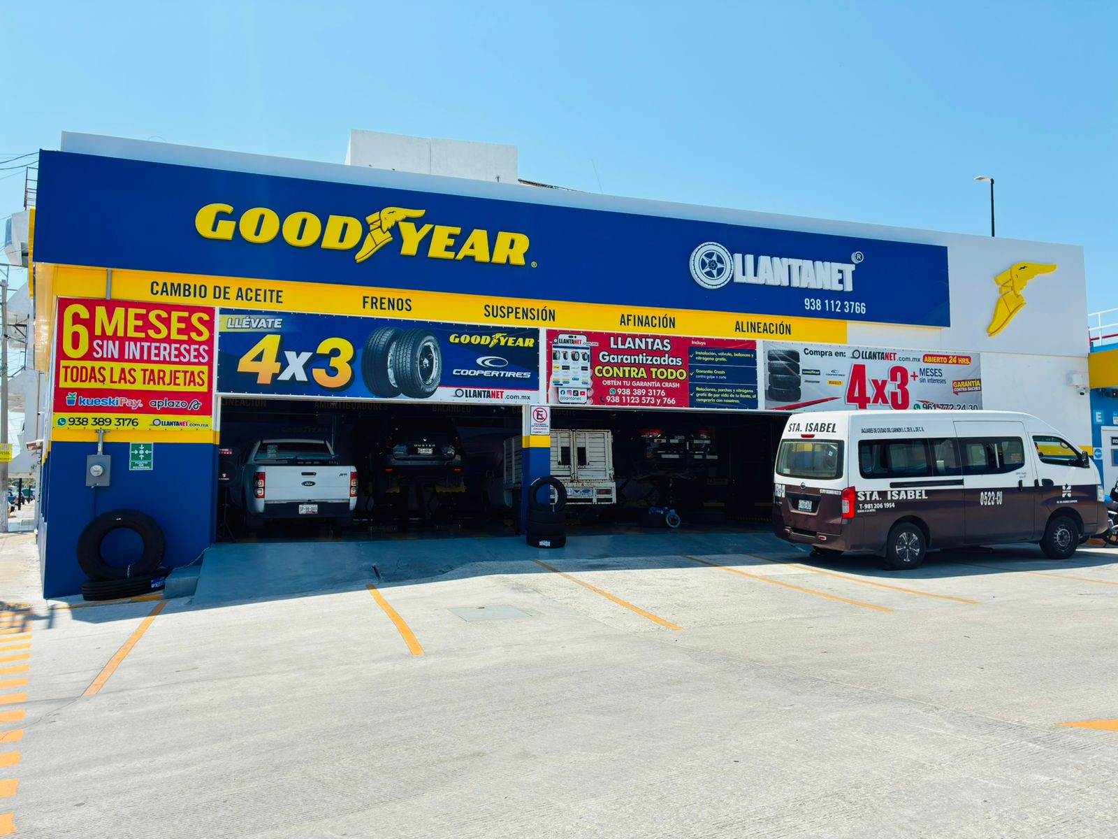 Sucursal Llantanet Ciudad del Carmen Campeche venta de llantas y servicios automotrices alineación balanceo y suspensión